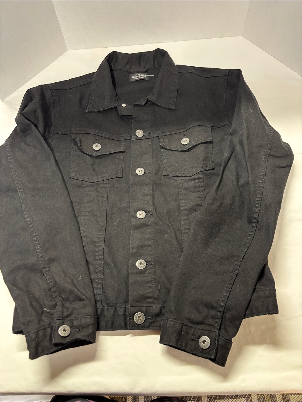 Jack & Jones Men's Black Button-Front Shirt Jacket